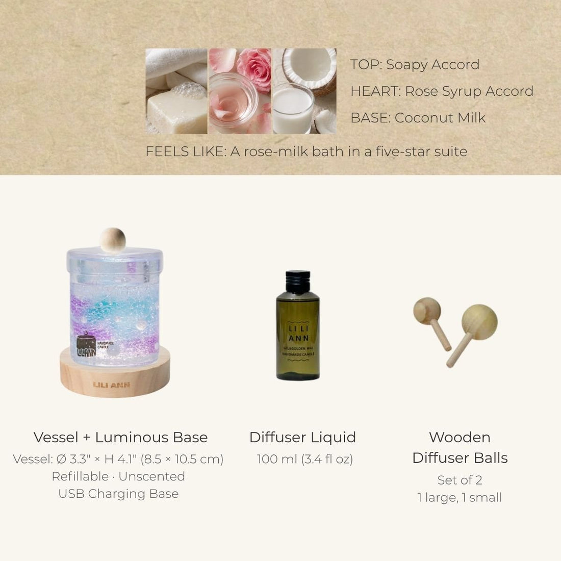 Dreamscape Decorative Gel Candle – Refillable Home Fragrance, Velvet Rose - home decor | LILIANNOBJECT