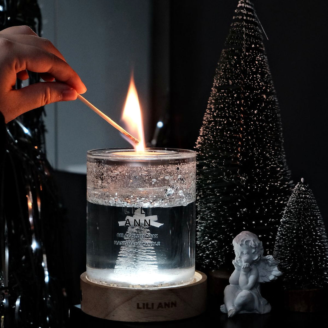 Christmas Tree Keepsake Ornament Gel Candle – Refillable Home Fragrance, Gingerbread Kitchen