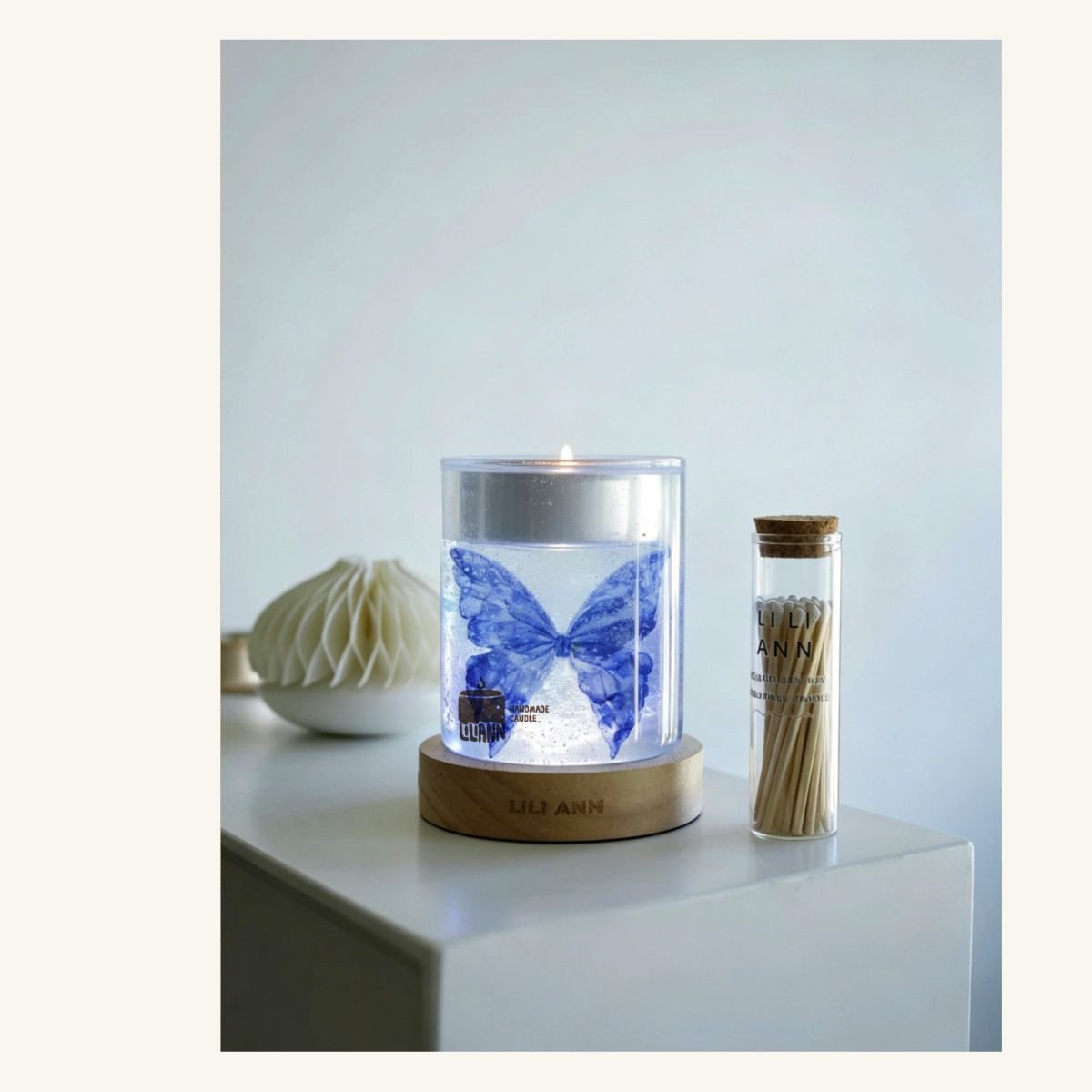 Butterfly Decorative Gel Candle – Refillable Home Fragrance, Citrus Bloom - home decor | LILIANNOBJECT