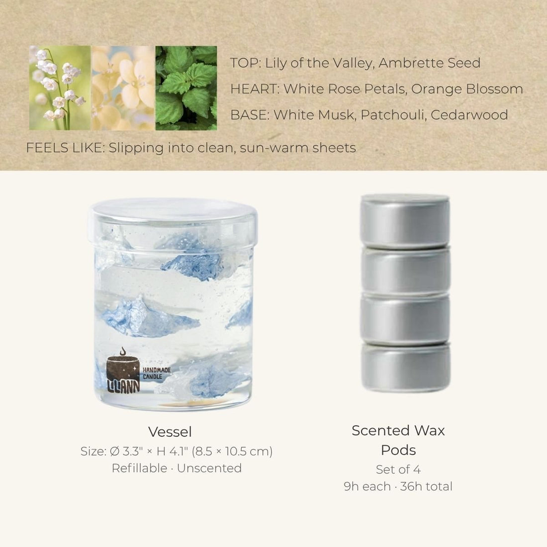 Cloud Decorative Gel Candle – Refillable Home Fragrance, Sunlit Linen - home decor | LILIANNOBJECT