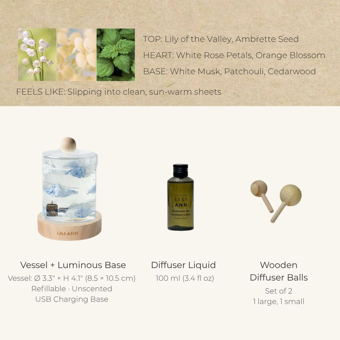 Cloud Decorative Gel Candle – Refillable Home Fragrance, Sunlit Linen - home decor | LILIANNOBJECT