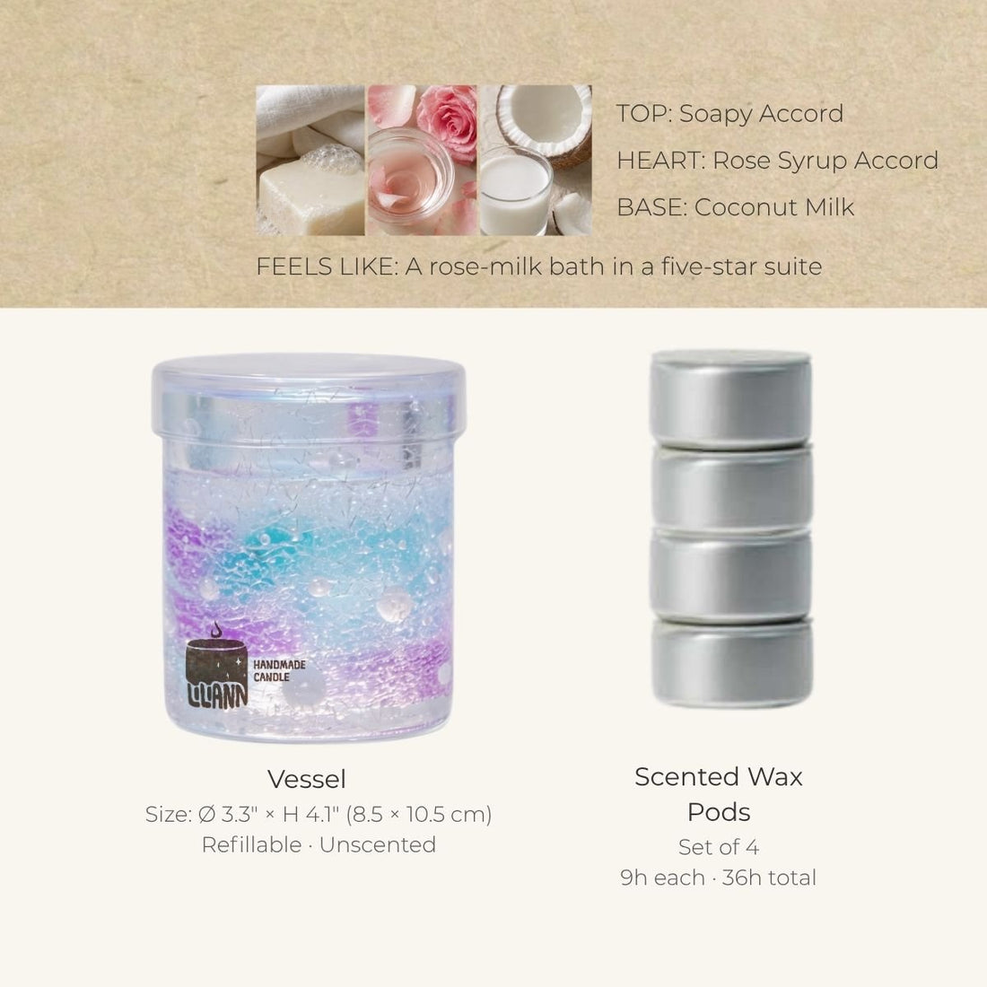 Dreamscape Decorative Gel Candle – Refillable Home Fragrance, Velvet Rose - home decor | LILIANNOBJECT