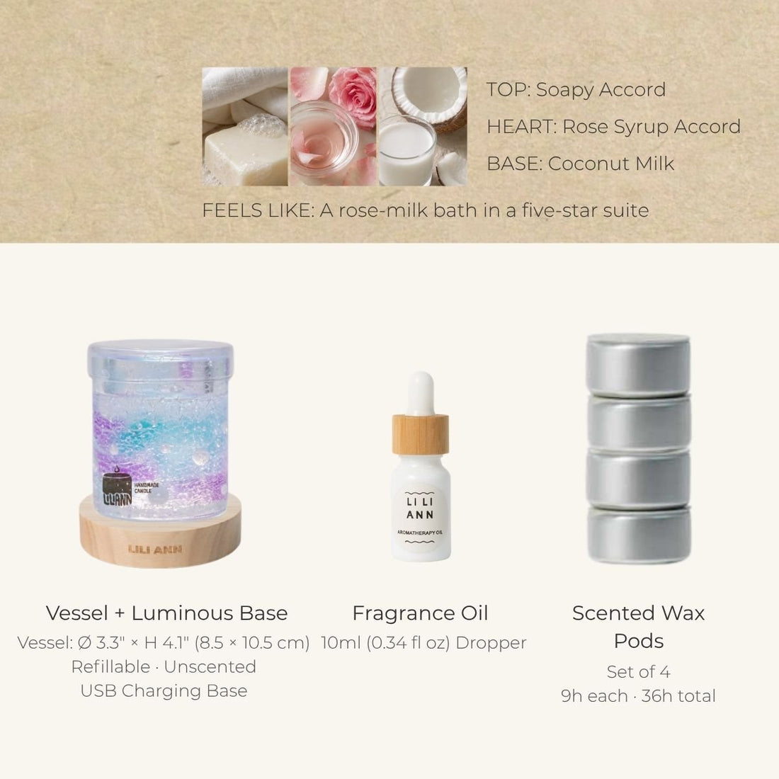 Dreamscape Decorative Gel Candle – Refillable Home Fragrance, Velvet Rose - home decor | LILIANNOBJECT