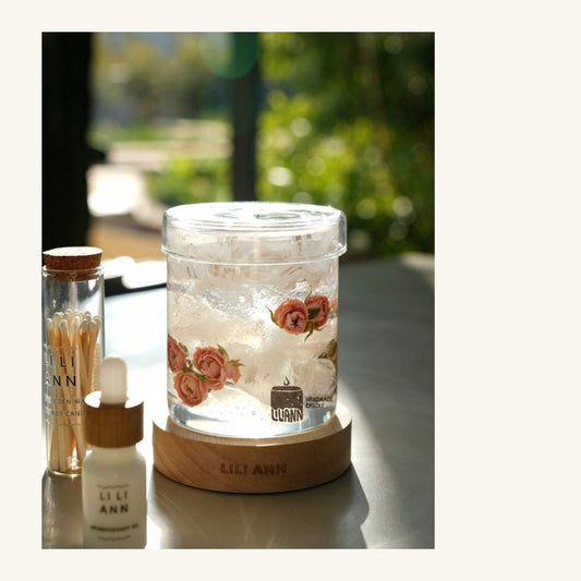 Snow Rose Decorative Gel Candle – Refillable Home Fragrance, Winter Fir - home decor | LILIANNOBJECT