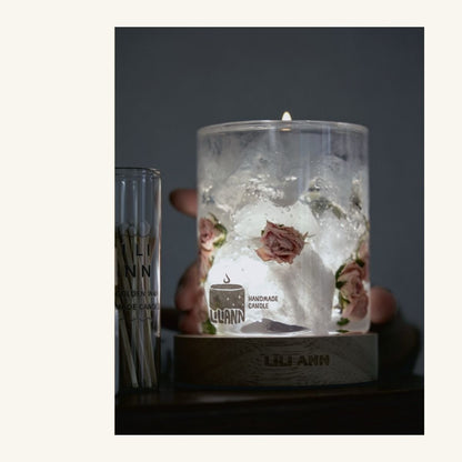 Snow Rose Decorative Gel Candle – Refillable Home Fragrance, Winter Fir - home decor | LILIANNOBJECT