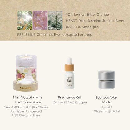 Snow Rose Decorative Gel Candle – Refillable Home Fragrance, Winter Fir - home decor | LILIANNOBJECT