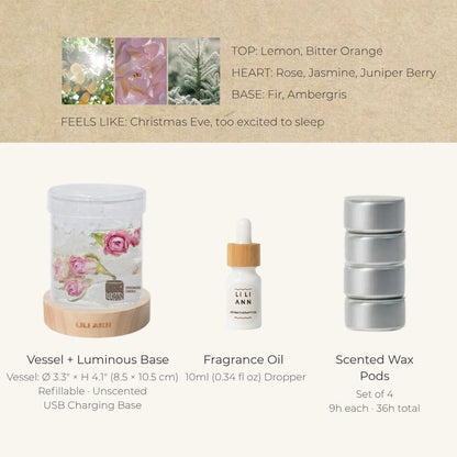 Snow Rose Decorative Gel Candle – Refillable Home Fragrance, Winter Fir - home decor | LILIANNOBJECT
