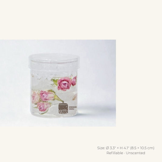 Snow Rose Decorative Gel Candle – Refillable Home Fragrance, Winter Fir - home decor | LILIANNOBJECT
