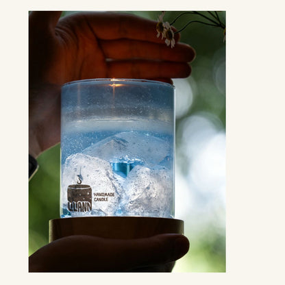 Glacier Decorative Candle Vessel – Refillable Home Fragrance, Frosted Yuzu - home decor | LILIANNOBJECT