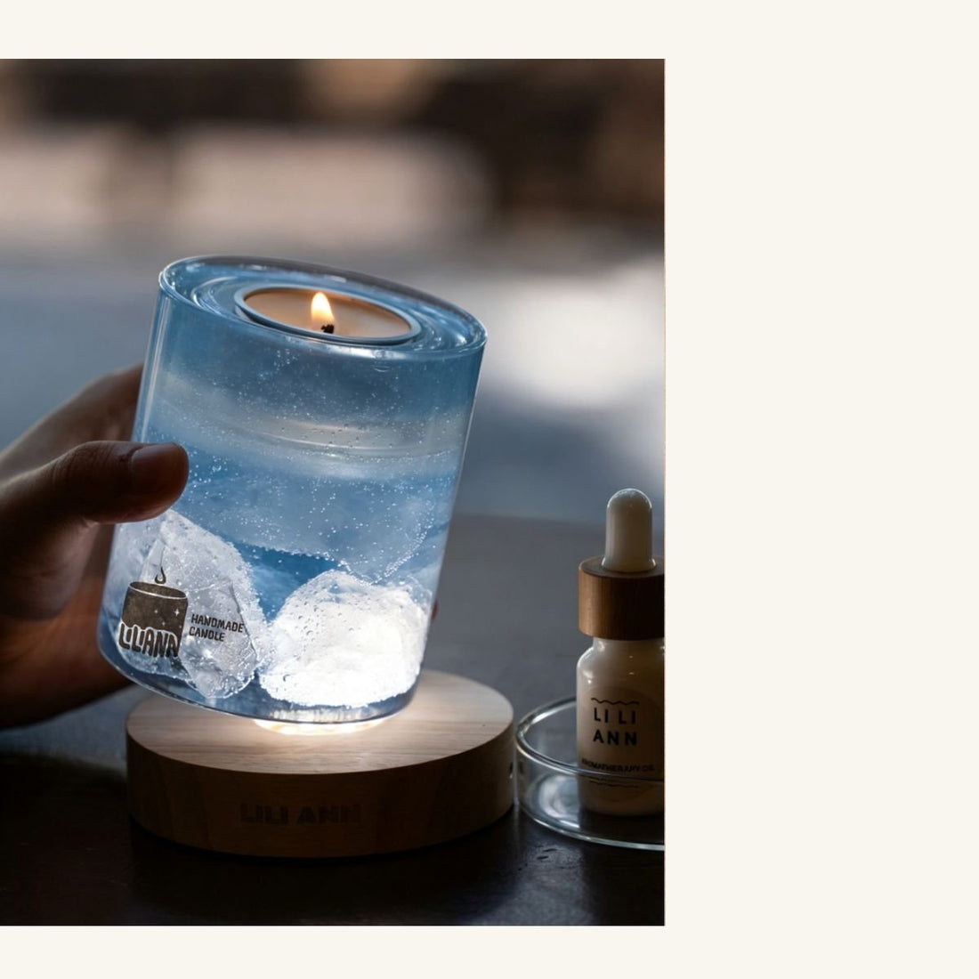 Glacier Decorative Candle Vessel – Refillable Home Fragrance, Frosted Yuzu - home decor | LILIANNOBJECT