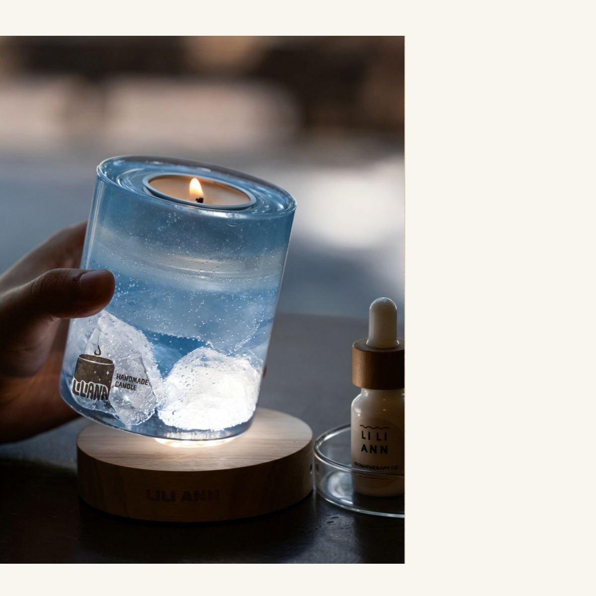Glacier Decorative Candle Vessel – Refillable Home Fragrance, Frosted Yuzu - home decor | LILIANNOBJECT