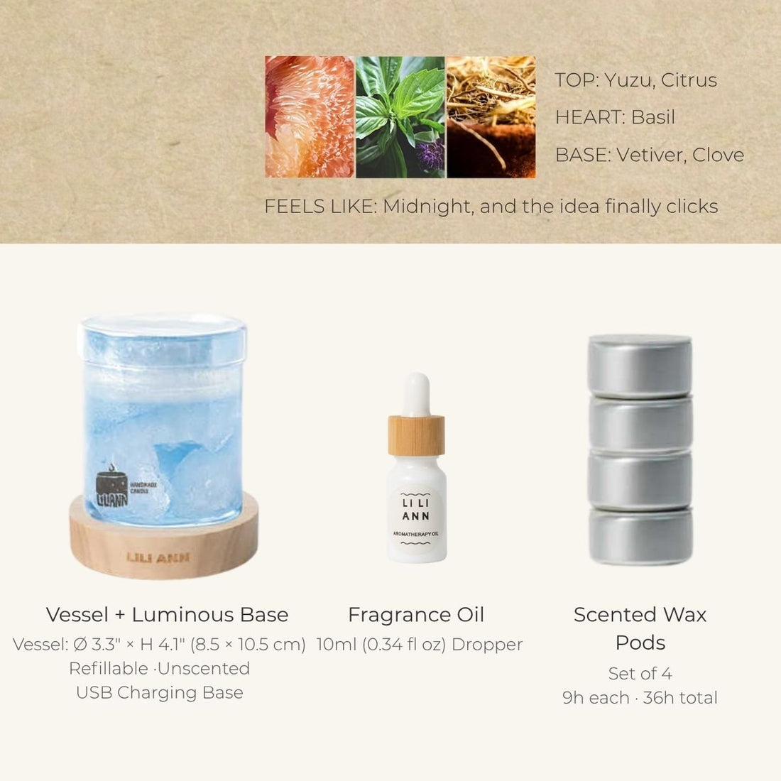 Glacier Decorative Candle Vessel – Refillable Home Fragrance, Frosted Yuzu - home decor | LILIANNOBJECT