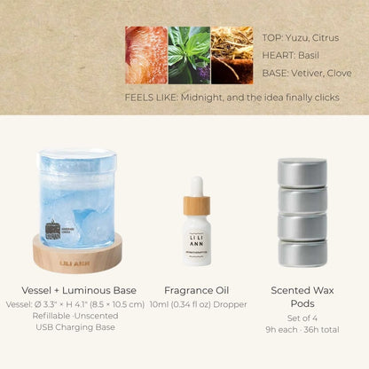 Glacier Decorative Candle Vessel – Refillable Home Fragrance, Frosted Yuzu - home decor | LILIANNOBJECT