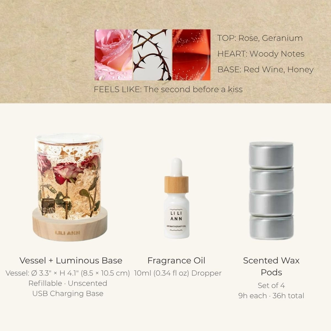 Gold Rose Decorative Gel Candle – Refillable Home Fragrance, Rose Nectar - home decor | LILIANNOBJECT