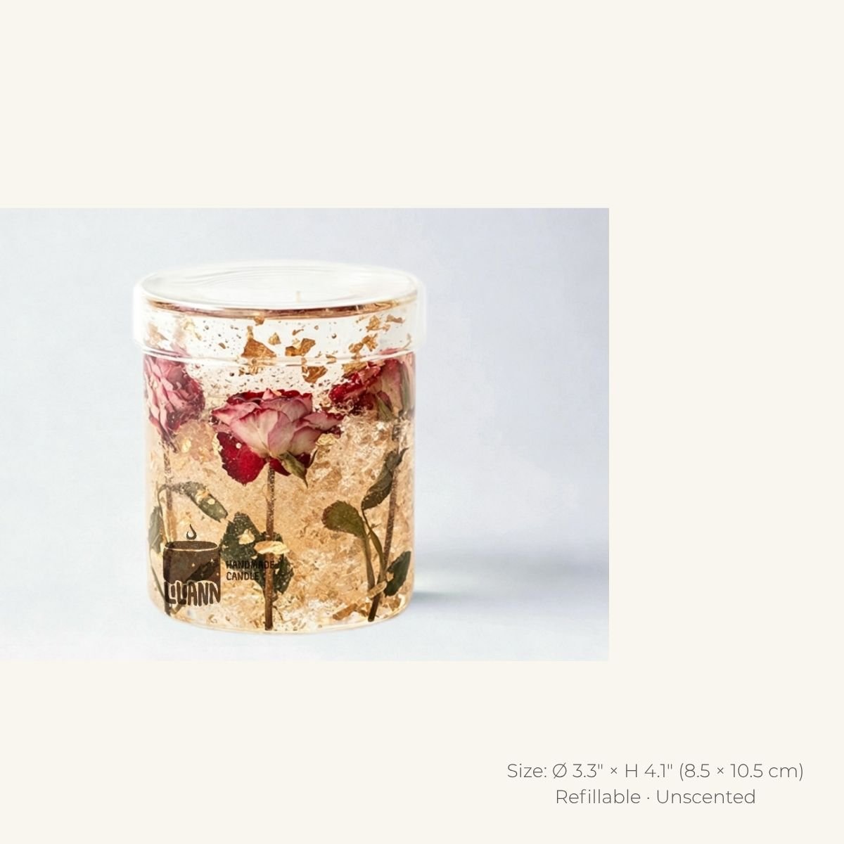 Gold Rose Decorative Gel Candle – Refillable Home Fragrance, Rose Nectar - home decor | LILIANNOBJECT