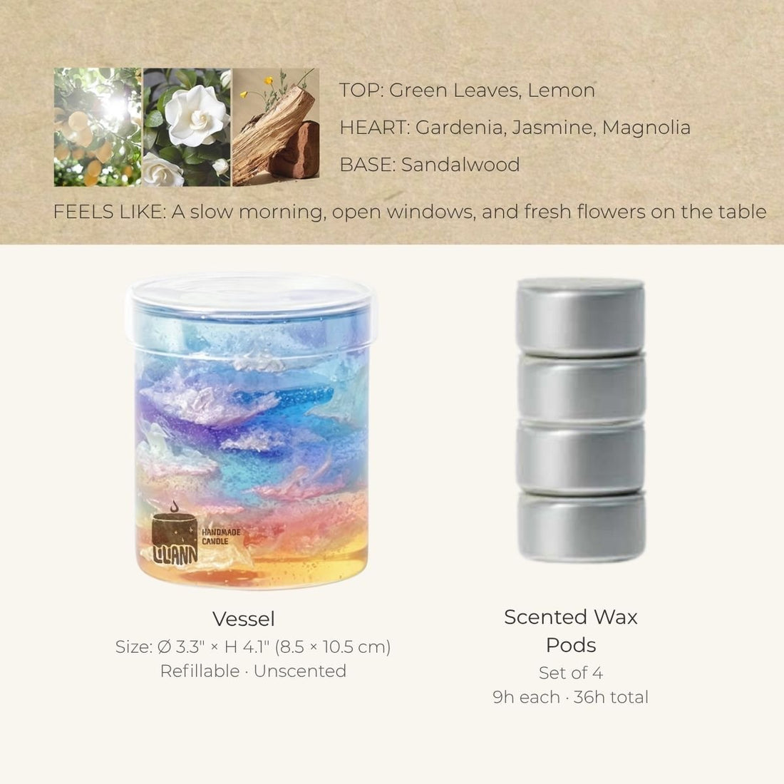 Dawn Garden Decorative Gel Candle – Refillable Home Fragrance, Morning Bloom - home decor | LILIANNOBJECT