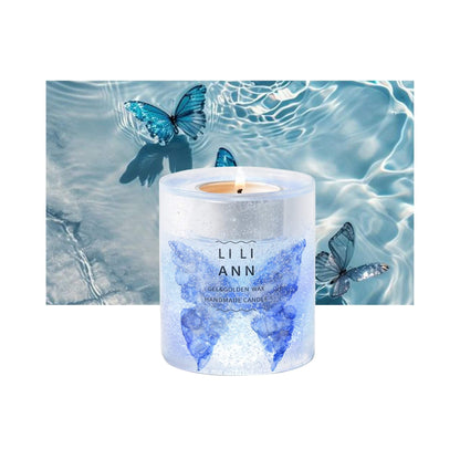 Object .01 Butterfly by LILIANN. A suspended holographic wing sculpture in clear gel. Refillable home fragrance.