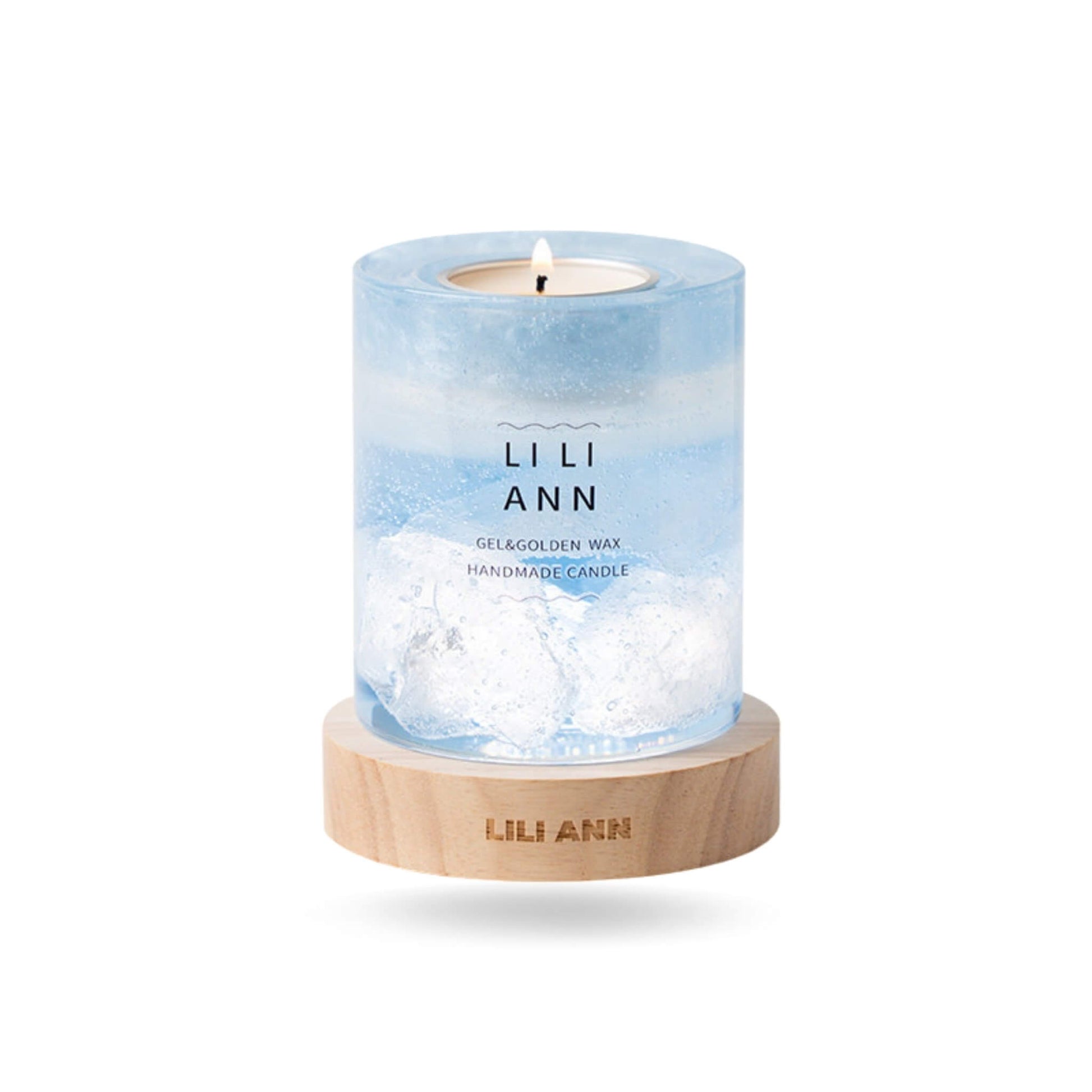 Studio shot of The Gel Object .02, showing the gradient blue gel and fractured ice textures.