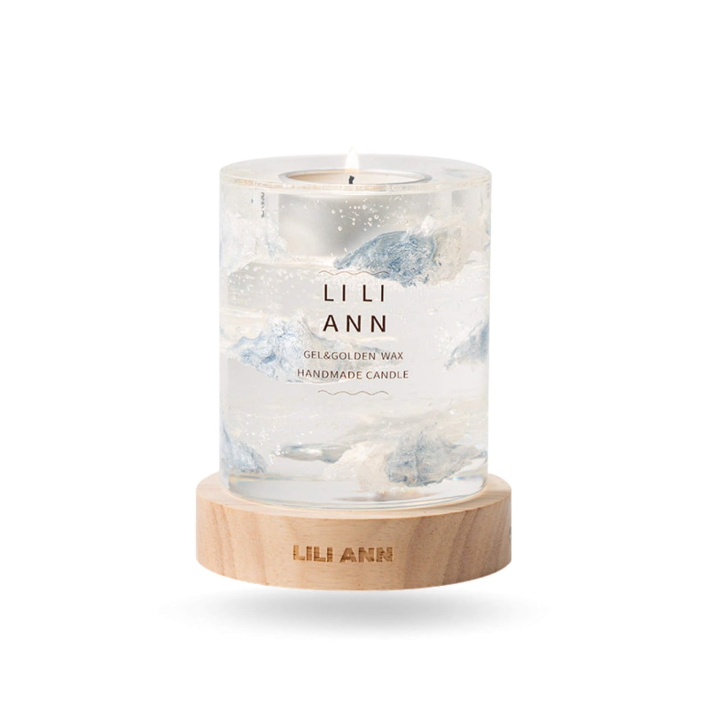 Close-up of sculpted vapor textures suspended in bubble-free clear gel.