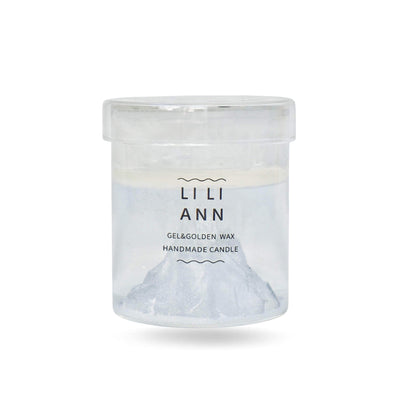 Close-up of the white mountain peak sculpture submerged in bubble-free clear gel.