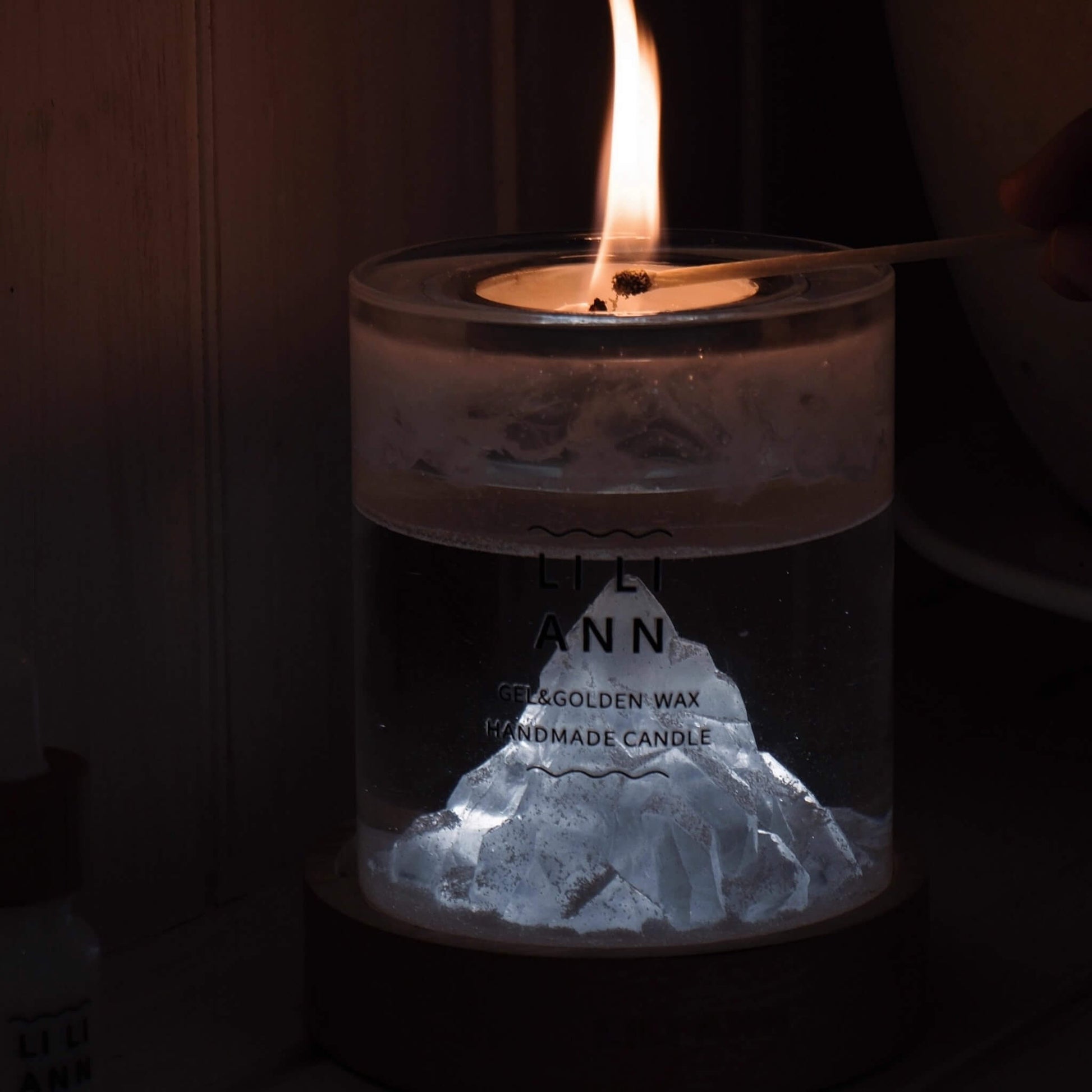 Lighting the wick of The Gel Object .06. A moment of warmth against the visual of eternal ice.