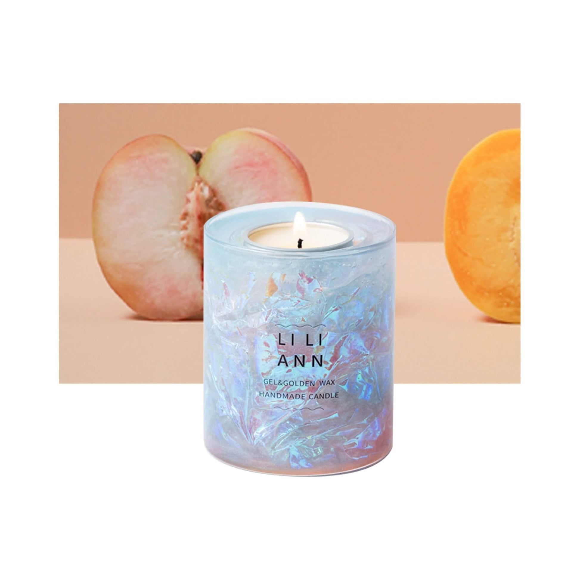 Object .13 Prism by LILIANN. A clear gel vessel containing crumpled holographic fragments that create a chaotic, multi-coloured neon refraction.