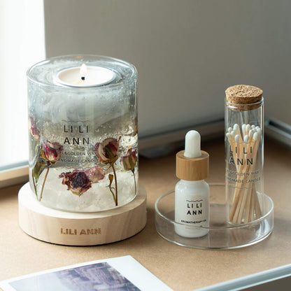 Object .15 displayed as a botanical art piece, contrasting the softness of the rose with the hardness of the ice texture.