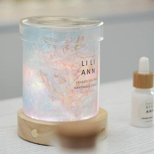 Side view of the Prism vessel, showing the suspended holographic shards disrupting the transparency of the gel.