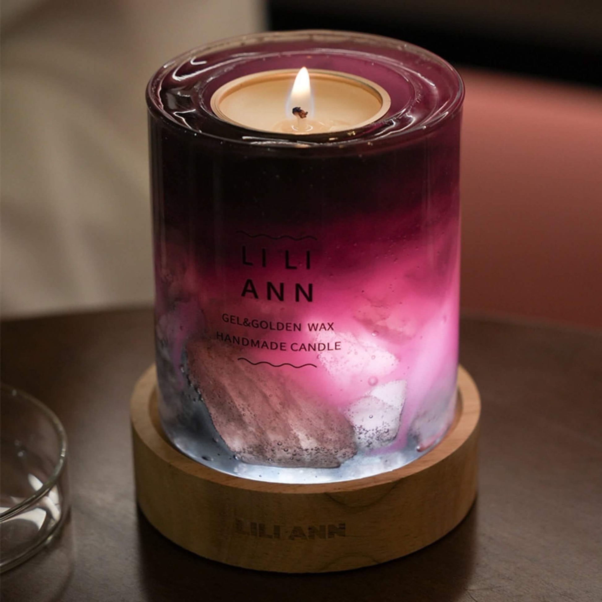 Illuminated Dawn Vessel emitting a soft violet glow, showcasing the internal rock-like textures.