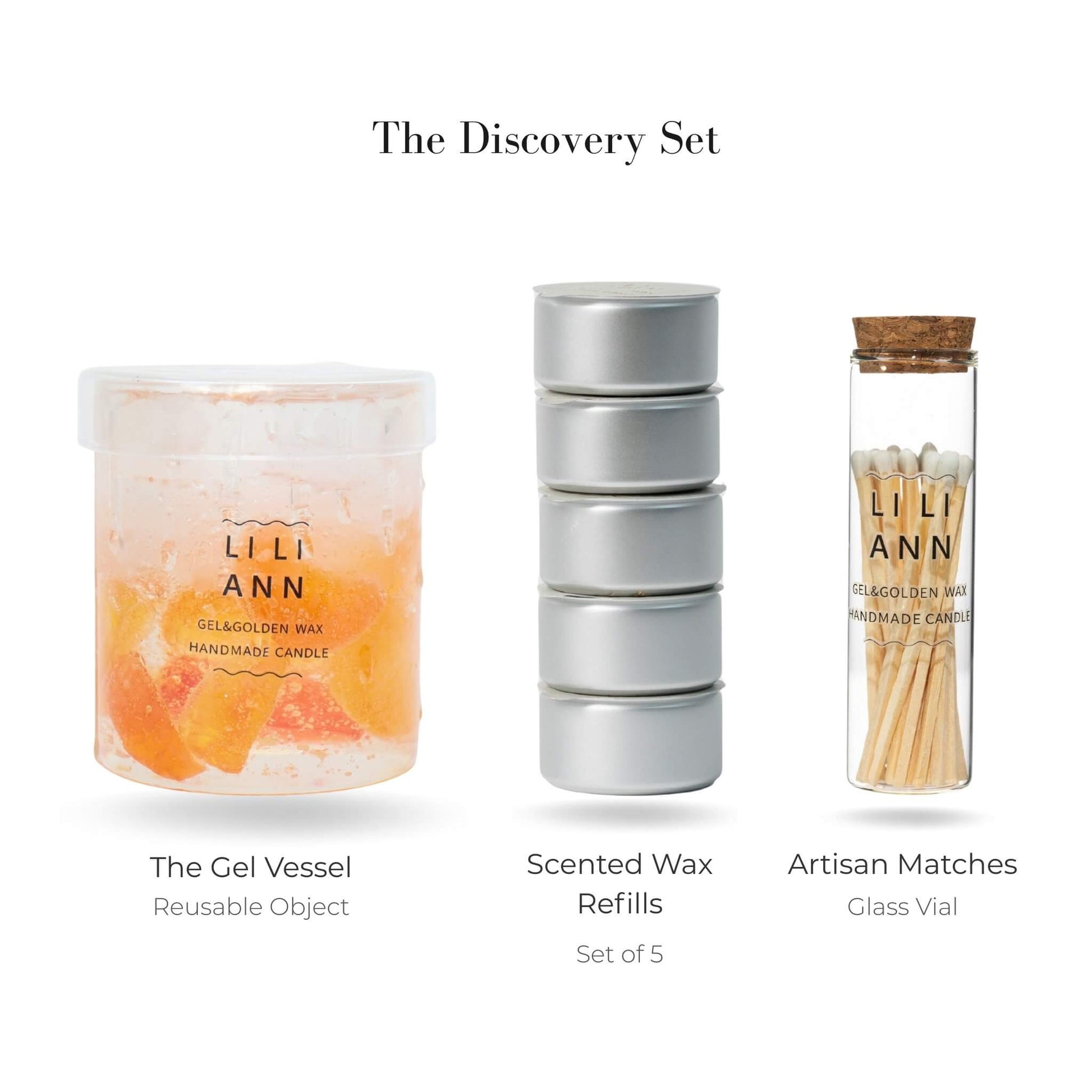 Liliann Object.16 Discovery Set including The Solar Vessel, 5 Absolute Orange wax refills, and matches.