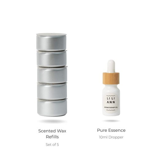 The Scent Set. Includes 5 Scented Wax Refills and one bottle of Pure Essence in Butterfly Breath.