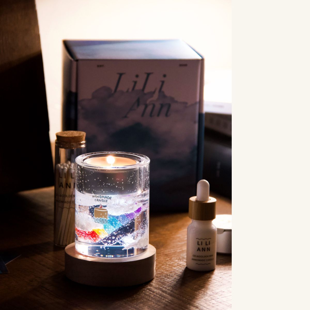 Rainbow Decorative Gel Candle – Refillable Home Fragrance, After the Rain - home decor | LILIANNOBJECT