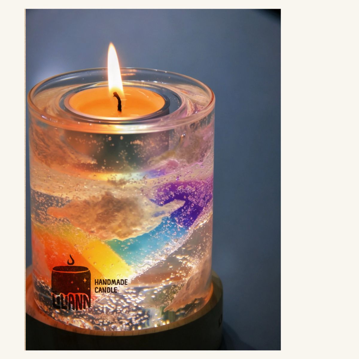 Rainbow Decorative Gel Candle – Refillable Home Fragrance, After the Rain - home decor | LILIANNOBJECT
