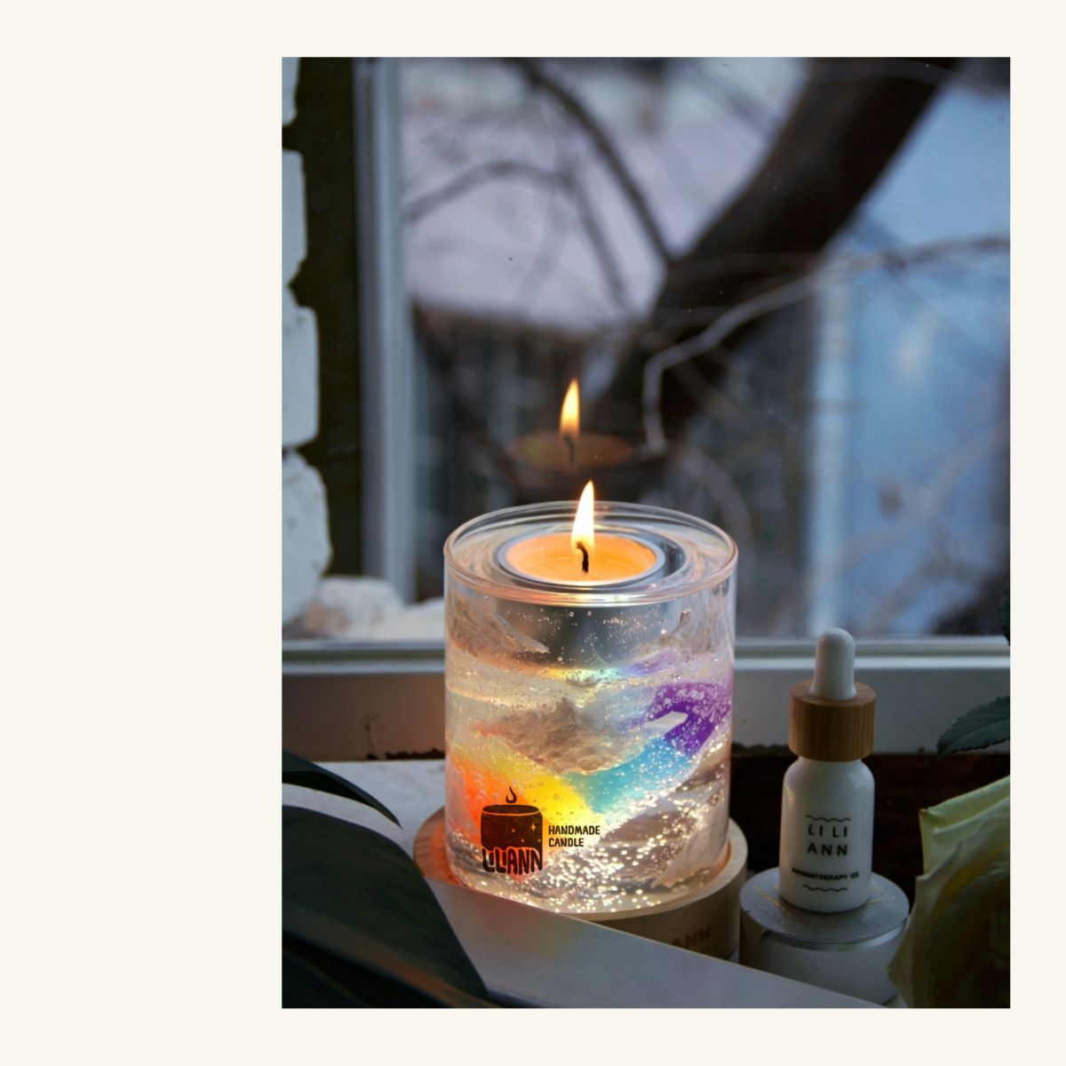 Rainbow Decorative Gel Candle – Refillable Home Fragrance, After the Rain - home decor | LILIANNOBJECT