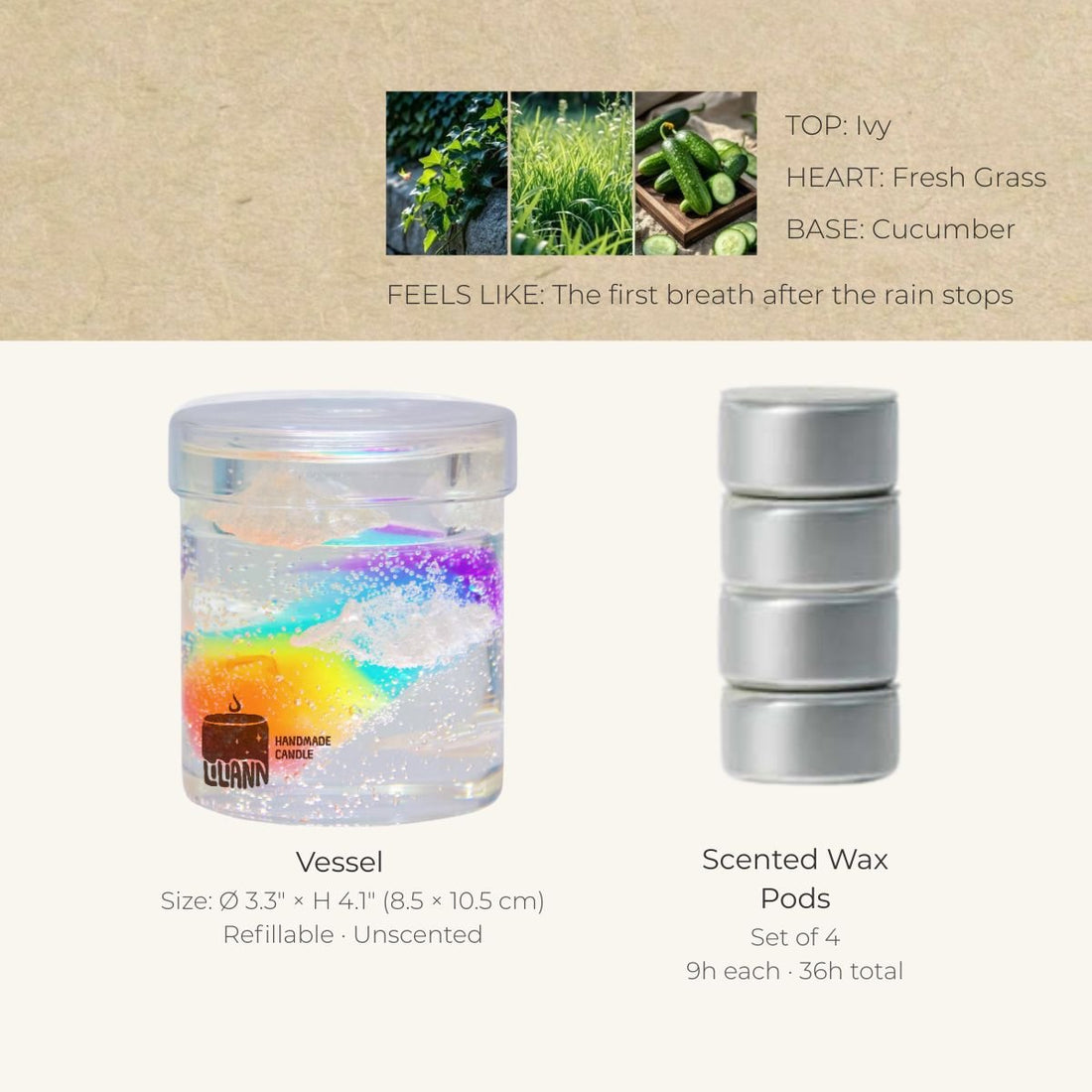 Rainbow Decorative Gel Candle – Refillable Home Fragrance, After the Rain - home decor | LILIANNOBJECT