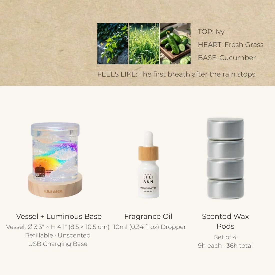 Rainbow Decorative Gel Candle – Refillable Home Fragrance, After the Rain - home decor | LILIANNOBJECT