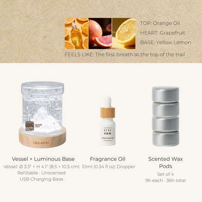 Snow Peak Decorative Gel Candle – Refillable Home Fragrance, Alpine Citrus - home decor | LILIANNOBJECT