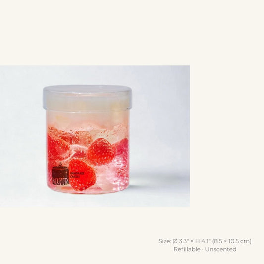 Strawberry Decorative Gel Candle – Refillable Home Fragrance, Berry Vanilla - home decor | LILIANNOBJECT