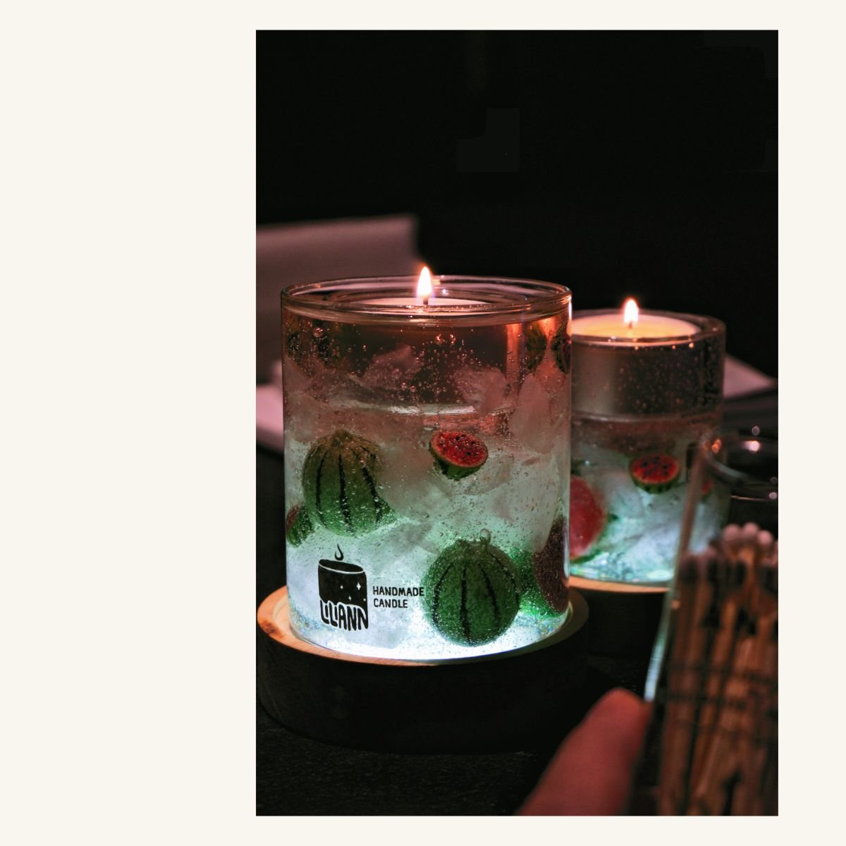 Watermelon Decorative Gel Candle – Refillable Home Fragrance, Watermelon Granita - home decor | LILIANNOBJECT