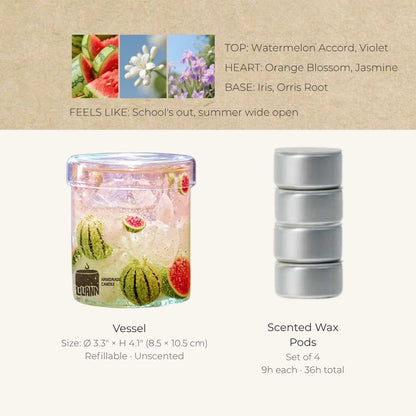 Watermelon Decorative Gel Candle – Refillable Home Fragrance, Watermelon Granita - home decor | LILIANNOBJECT